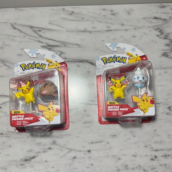 Pokémon Battle Figures Christmas Lot Of 2 Pikachu Swinub And Pikachu Vanillite - Picture 2 of 8